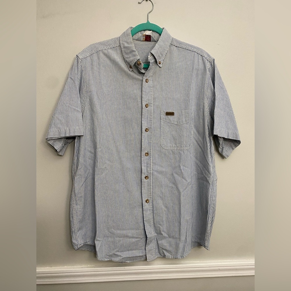 Vintage Striped Carhartt Short Sleeve Button Down Shirt - L
